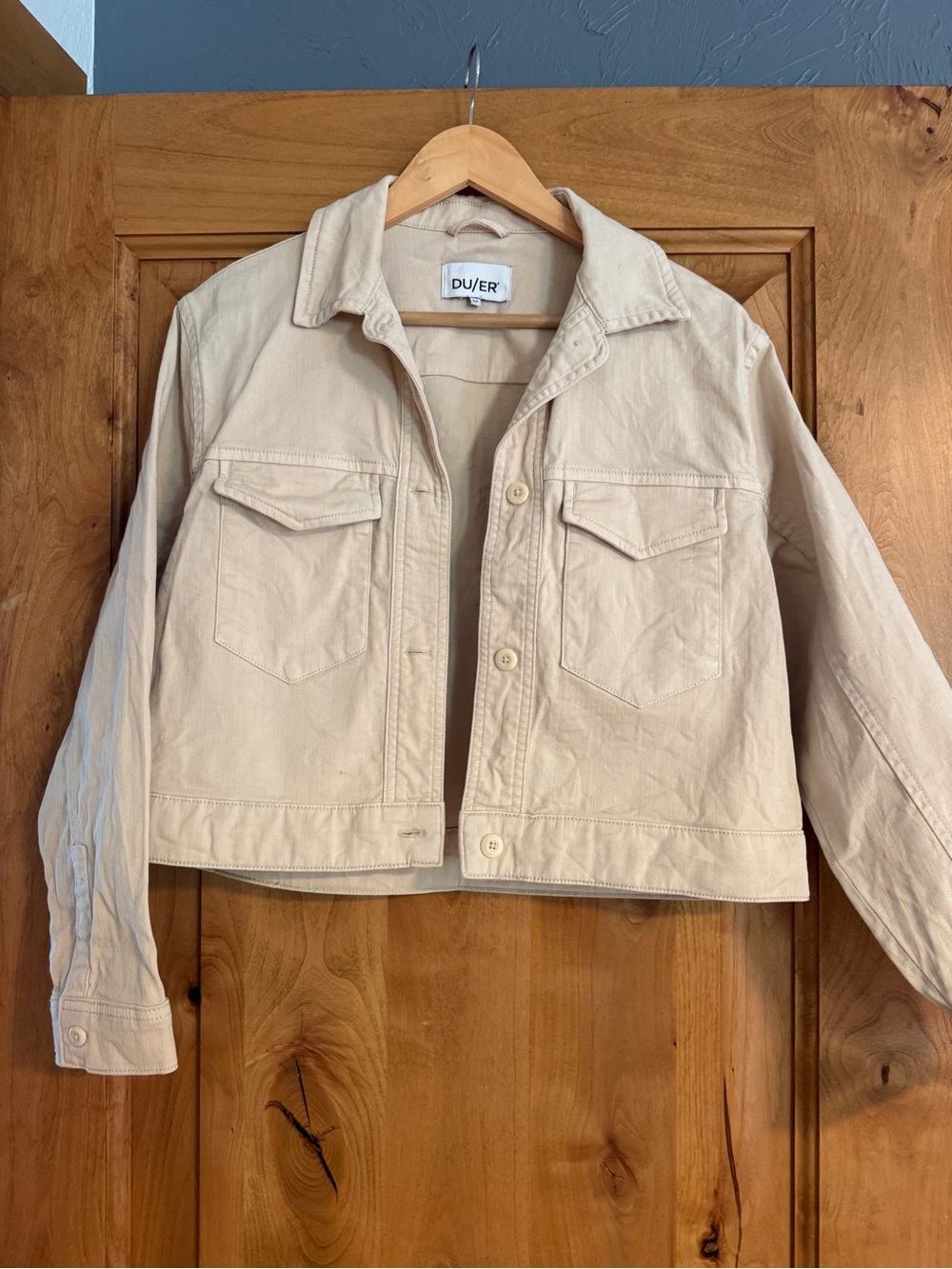 DUER Women's Cream Denim Crop Jacket